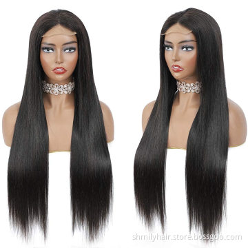 Unprocessed Brazilian Human Hair OEM Vendors 4*4 Closure Wig Virgin Medium Brown Swiss Lace Front 100% Human Hair Wig